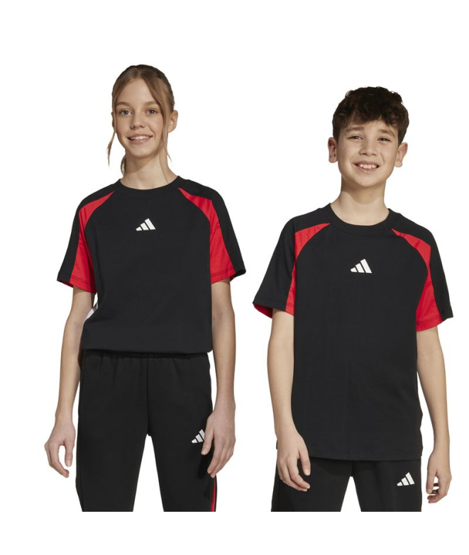 Camiseta adidas Cb Infantil Negro / Rojo / Blanco