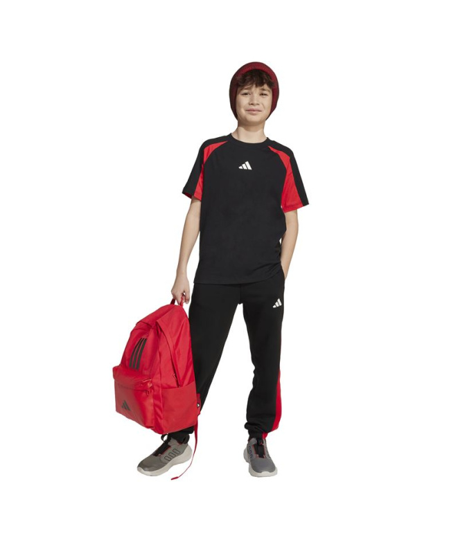 Camiseta adidas Cb Infantil Negro / Rojo / Blanco