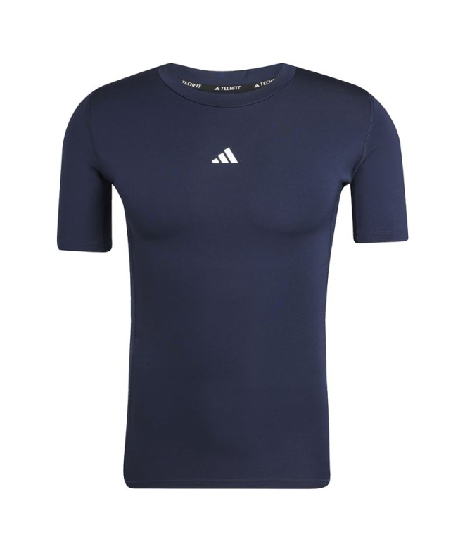 Camiseta adidas Tech Fit Homem Fitness Azul Escuro