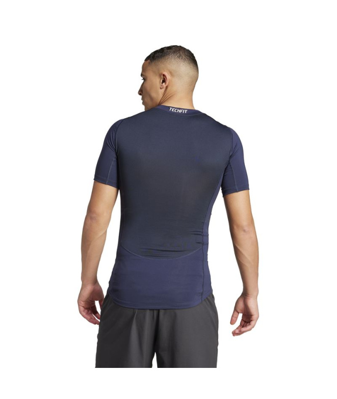 Camiseta adidas Tech Fit Homem Fitness Azul Escuro
