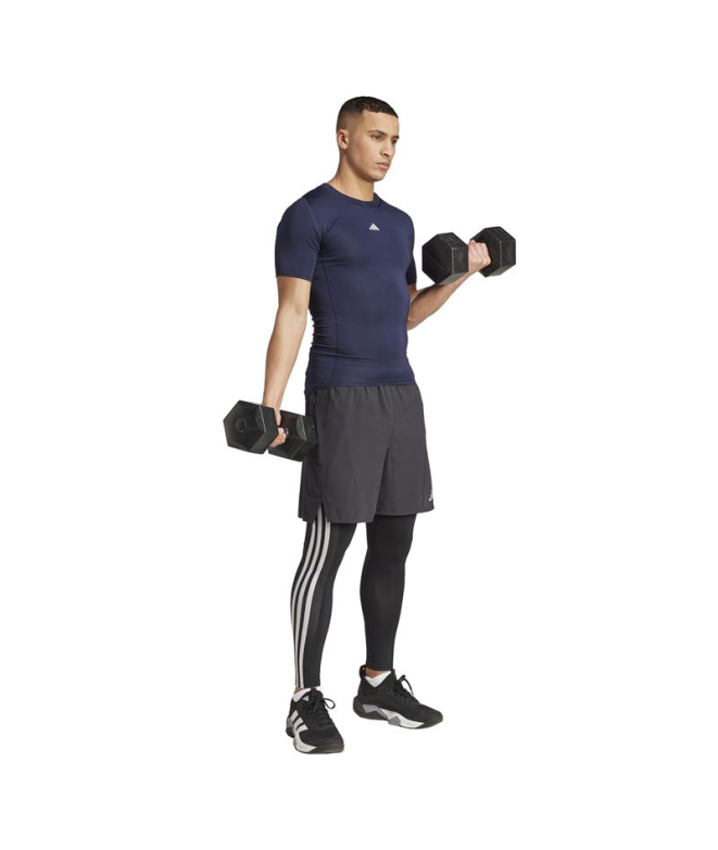 Camiseta adidas Tech Fit Homem Fitness Azul Escuro