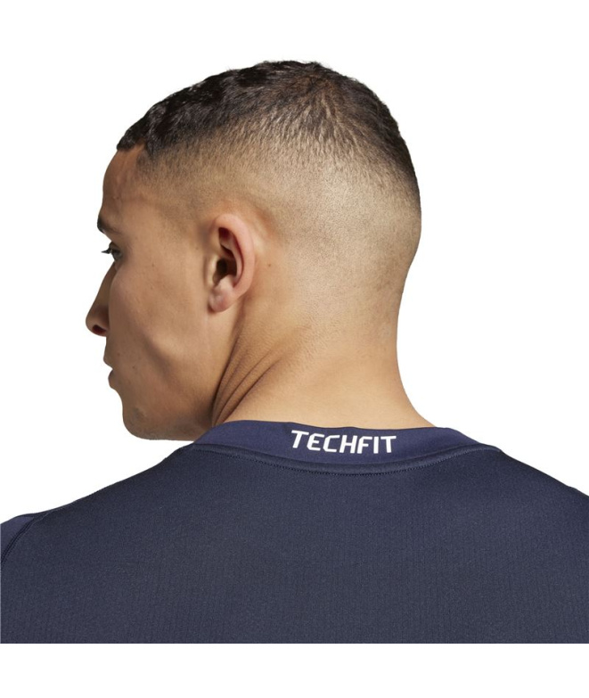 Camiseta adidas Tech Fit Homem Fitness Azul Escuro