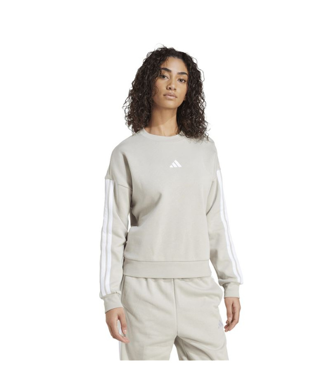 Sweat adidas 3-Stripes FL SWT Femme beige/blanc