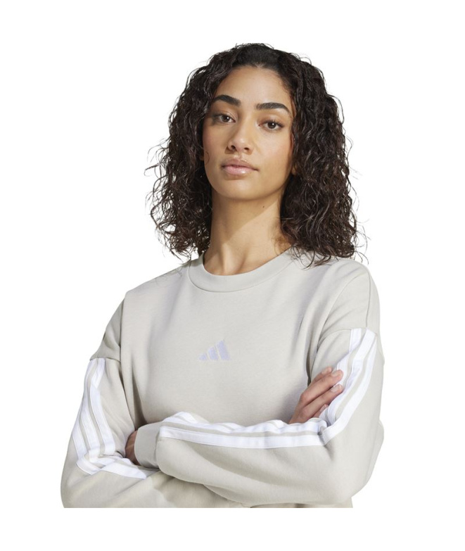 Sweat adidas 3-Stripes FL SWT Femme beige/blanc