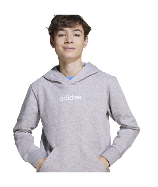 Sudadera adidas Lin Fl Hd Infantil Gris/ Blanco