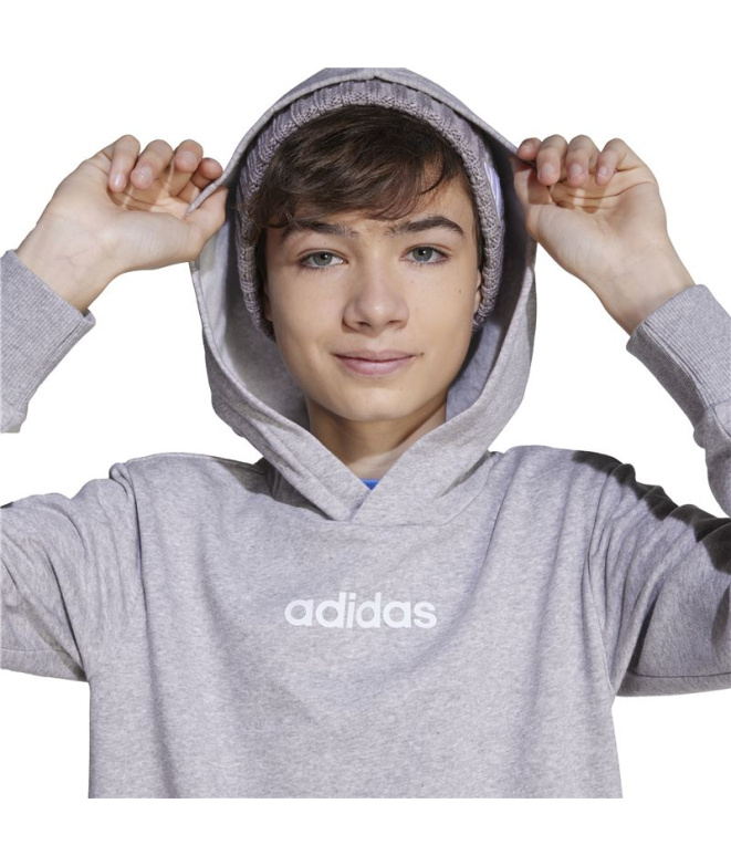 Moletom Infantil adidas Lin FL HD cinza/branco