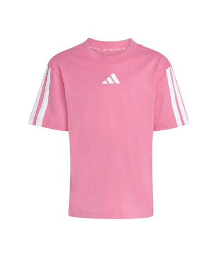 Camiseta Infantil adidas Lk 3Stripes 160 Fusion rosa/branca