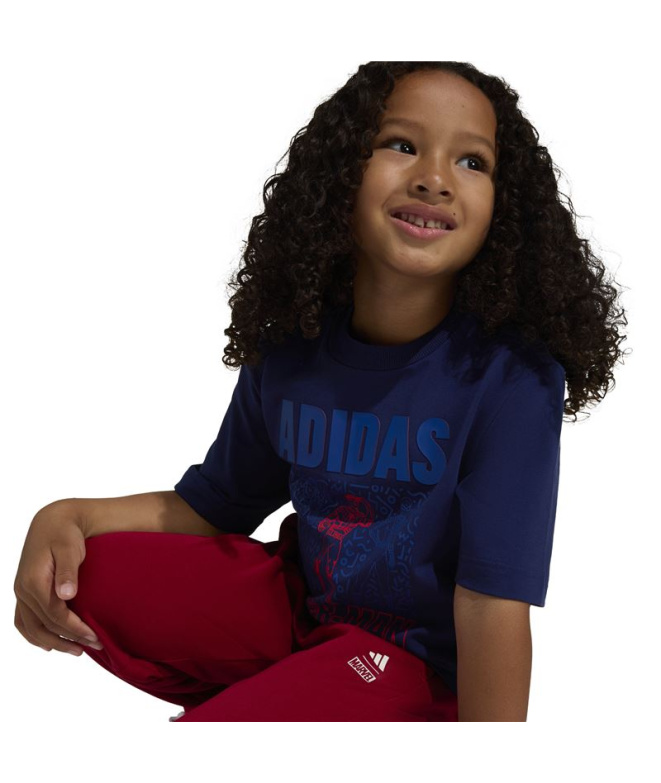 T-shirt Enfant adidas Lk Mrvl Sm bleu foncé/blanc