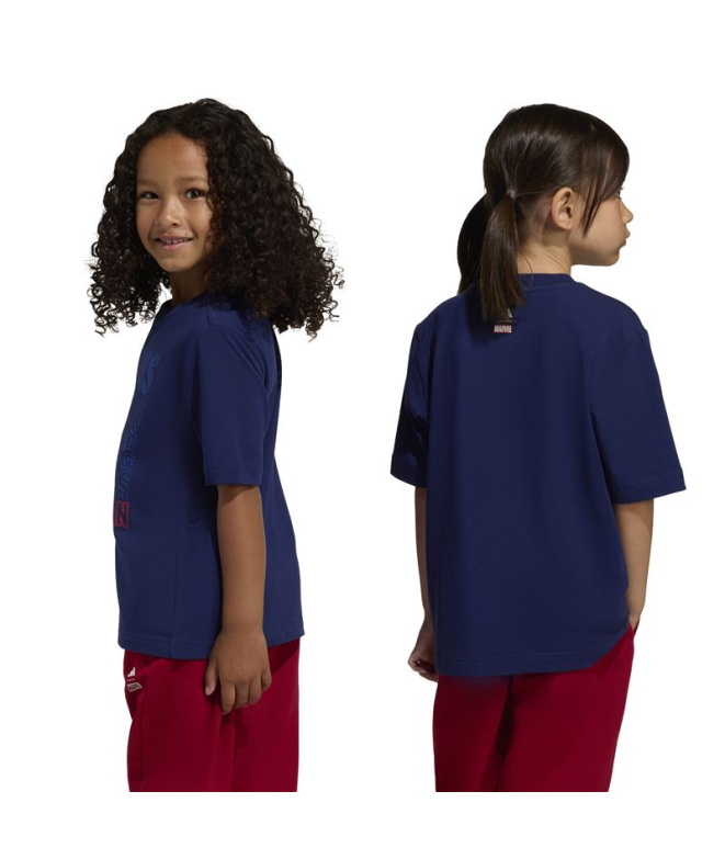 T-shirt Enfant adidas Lk Mrvl Sm bleu foncé/blanc