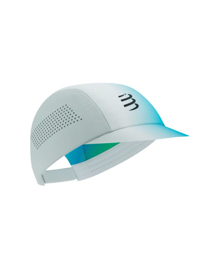 Gorra de Running Compressport Pro Racing Blanco/Azul/Verde