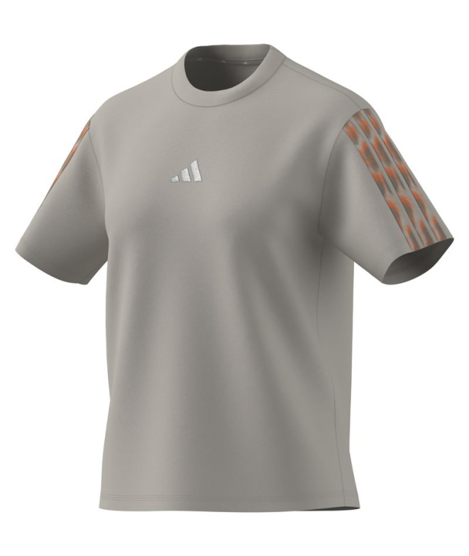 Camiseta adidas AOP 3-Stripes Mulher , Azul/Multco