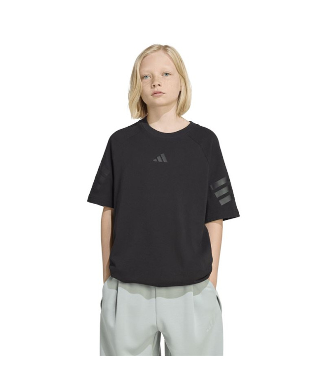 Camiseta adidas Fi 3Stripes Infantil Negro/Negro