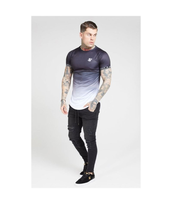 T-shirt Siksilk Raglan com bainha curva para homem