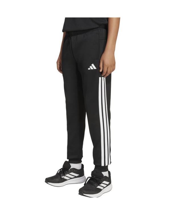 Calça adidas 3 Stripes Ess Menino , preta/branca