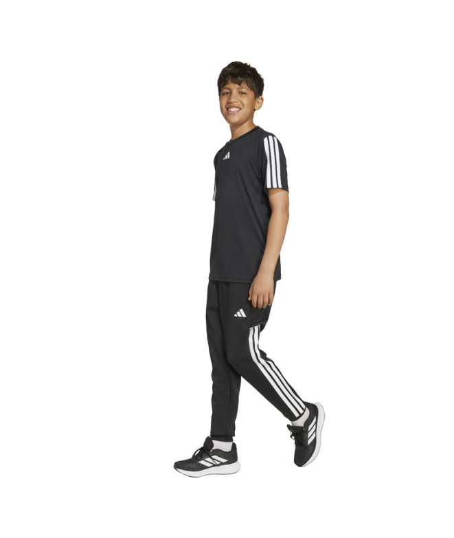 Calça adidas 3 Stripes Ess Menino , preta/branca