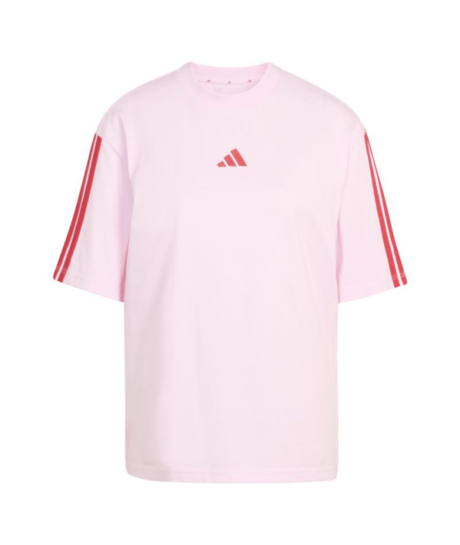 Camiseta adidas 3 Bandas Sj Bf Mujer Rosa/Granate