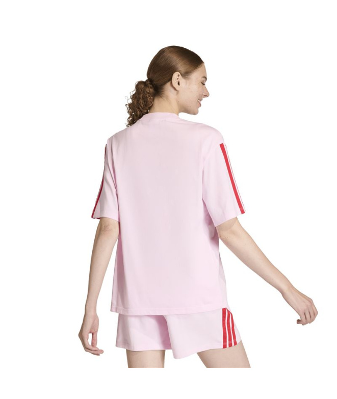 Camiseta Mulher adidas 3-Stripes SJ BF rosa/bordô