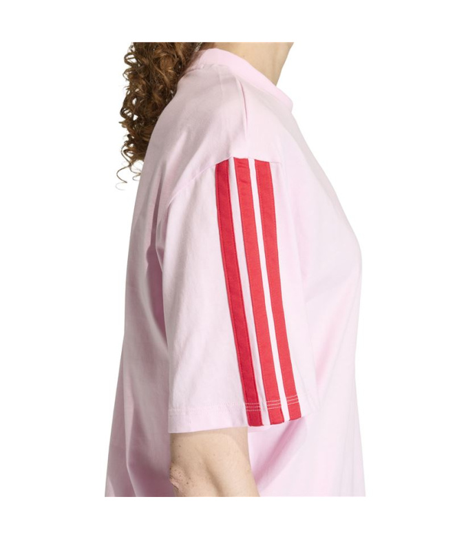 Camiseta Mulher adidas 3-Stripes SJ BF rosa/bordô