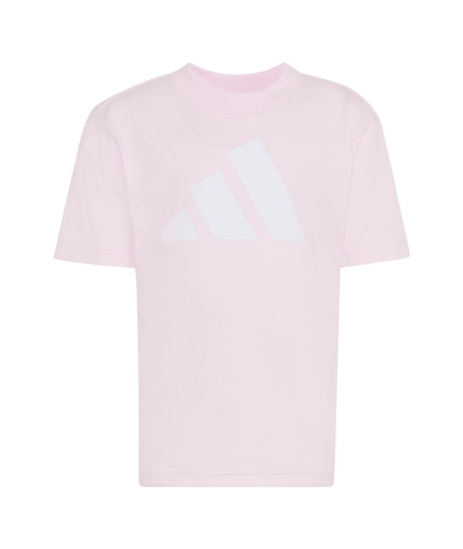 T-shirt Enfant adidas à grand logo rose/blanc