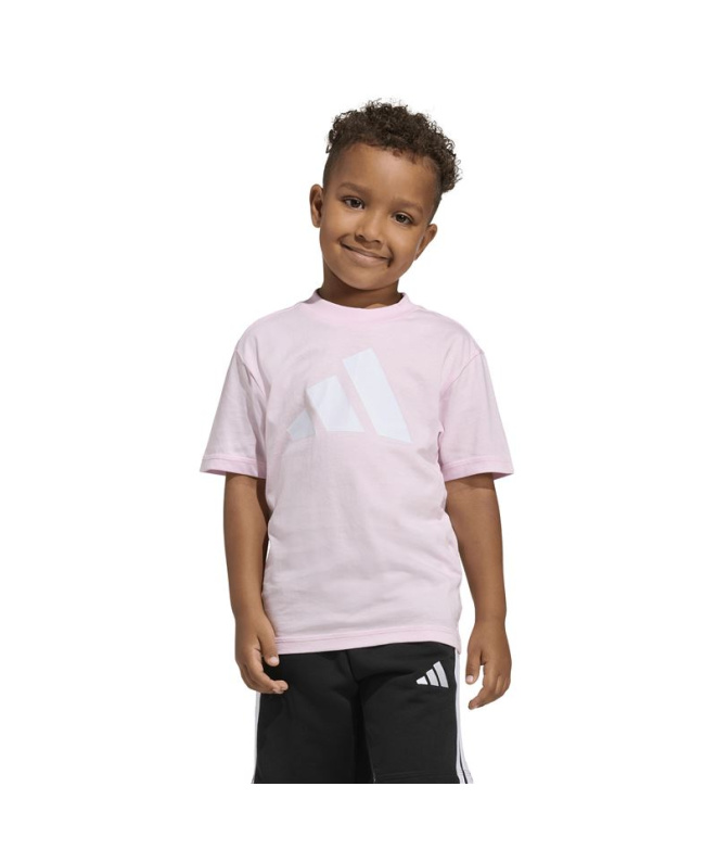 Camiseta Infantil adidas com logo grande rosa e...