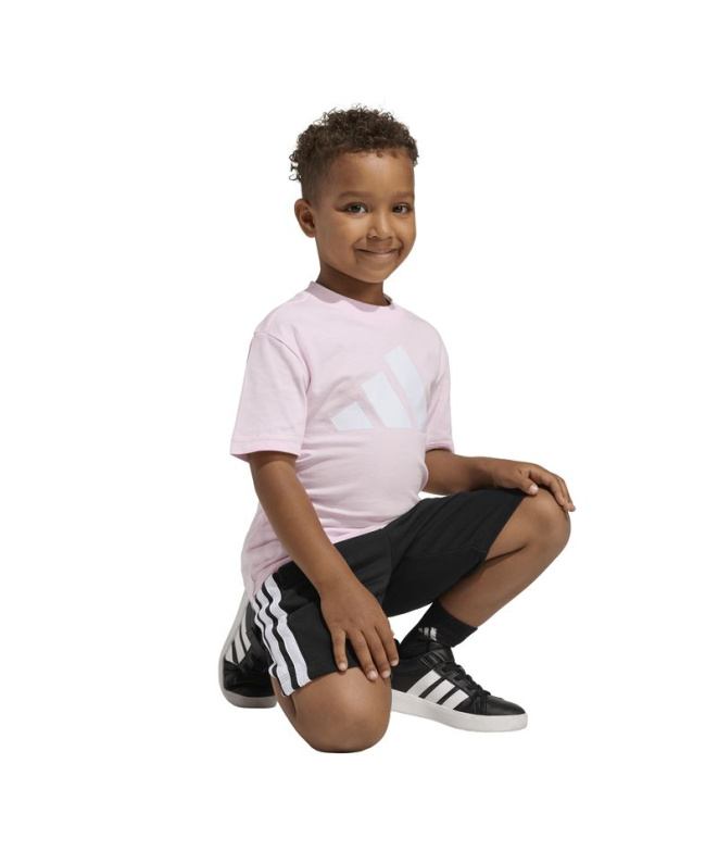 T-shirt Enfant adidas à grand logo rose/blanc
