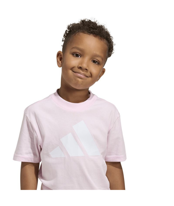 T-shirt Enfant adidas à grand logo rose/blanc