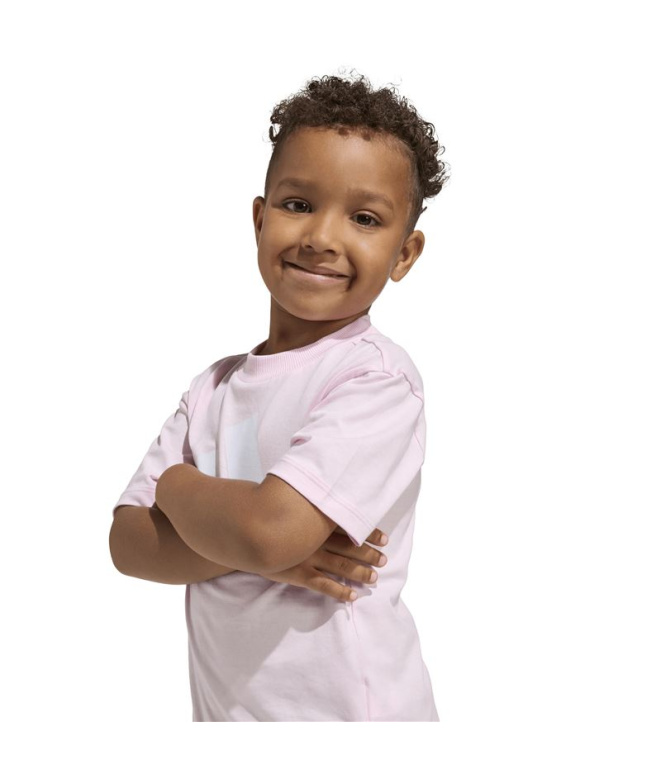 T-shirt Enfant adidas à grand logo rose/blanc