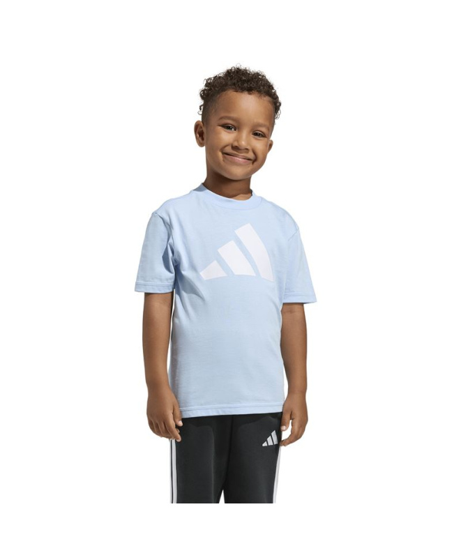 Camiseta Infantil adidas com logo grande, azul...