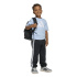 Camiseta Infantil adidas com logo grande, azul e branca.