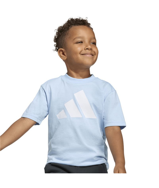 T-shirt Enfant adidas à grand logo bleu/blanc