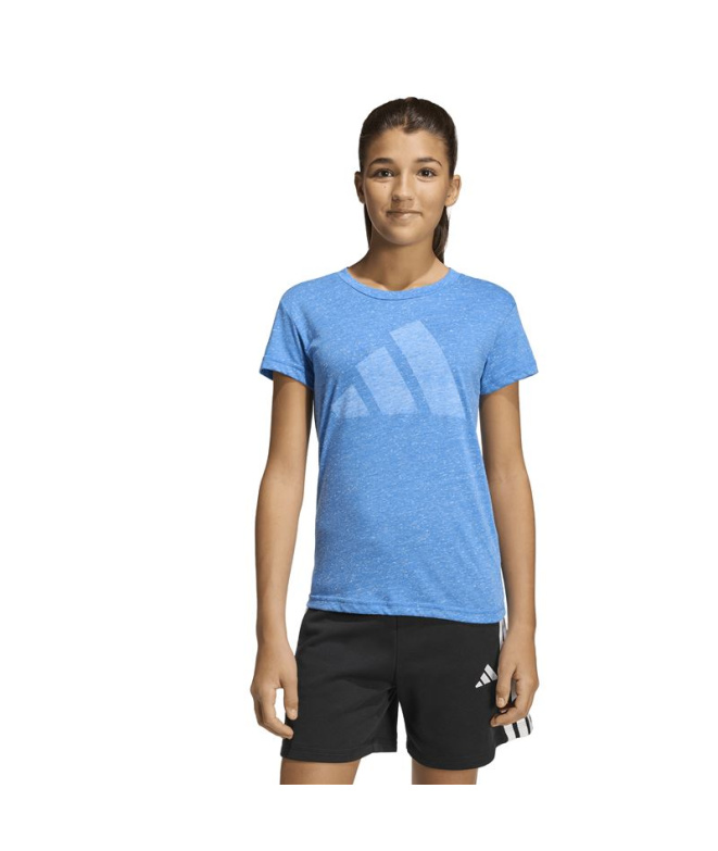 Camiseta adidas com logo grande Menina azul/branca
