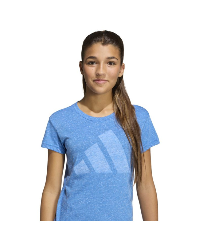 Camiseta adidas com logo grande Menina azul/branca