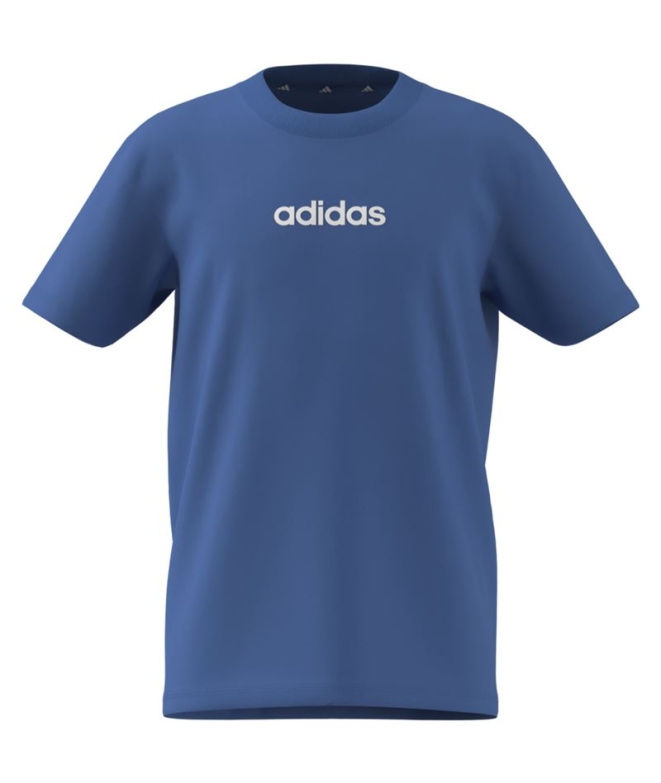 Camiseta Infantil adidas Linear 160 azul/branca