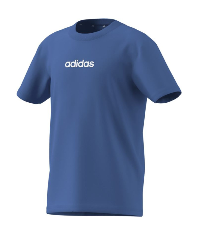 Camiseta Infantil adidas Linear 160 azul/branca