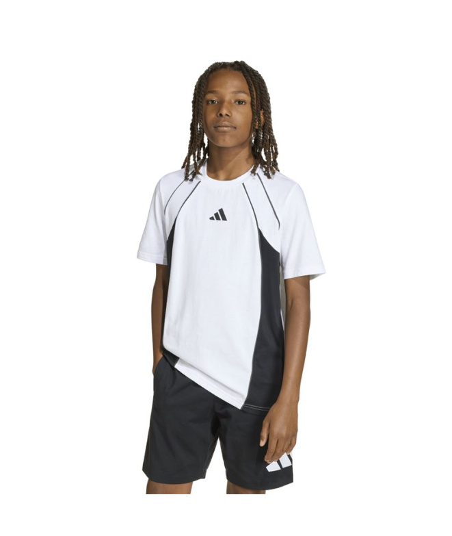 Camiseta Infantil adidas CB branca/preta/cinza