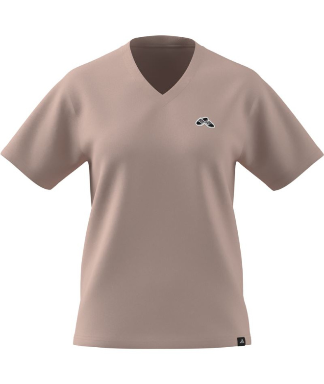 Camiseta Mulher rosa adidas Slide com decote em V