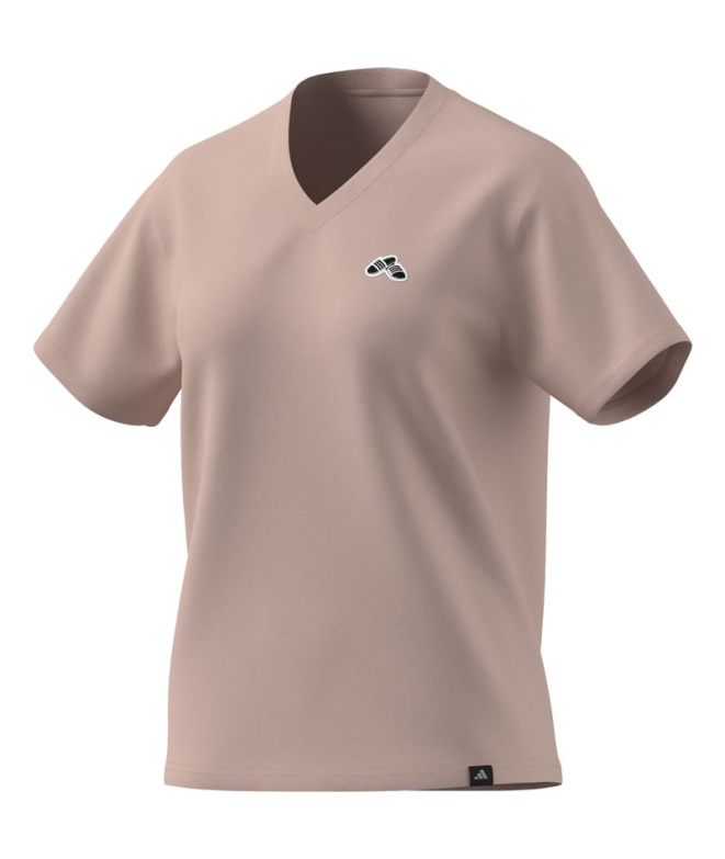 Camiseta Mulher rosa adidas Slide com decote em V