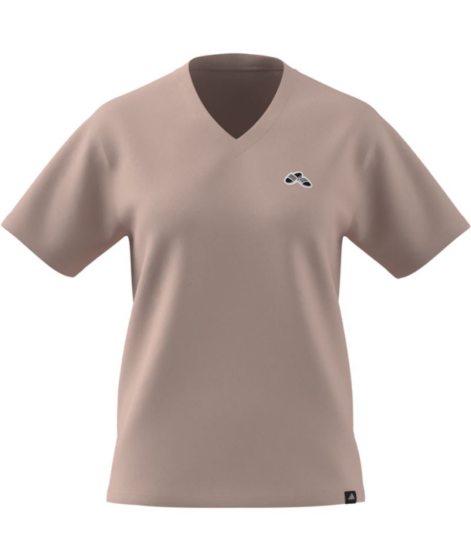 Camiseta Mulher rosa adidas Slide com decote em V