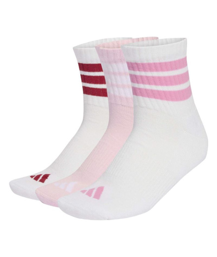 Meias adidas 3- Meias Ess Mid 3P Brancas/Rosas/Maract