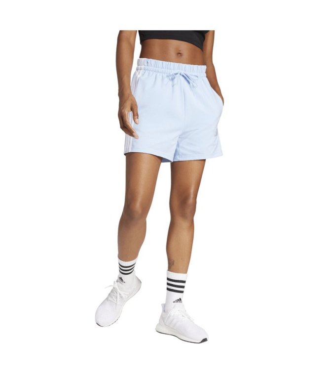 Calça adidas 3 Bandas Sj Sho Mulher Azul/Branco