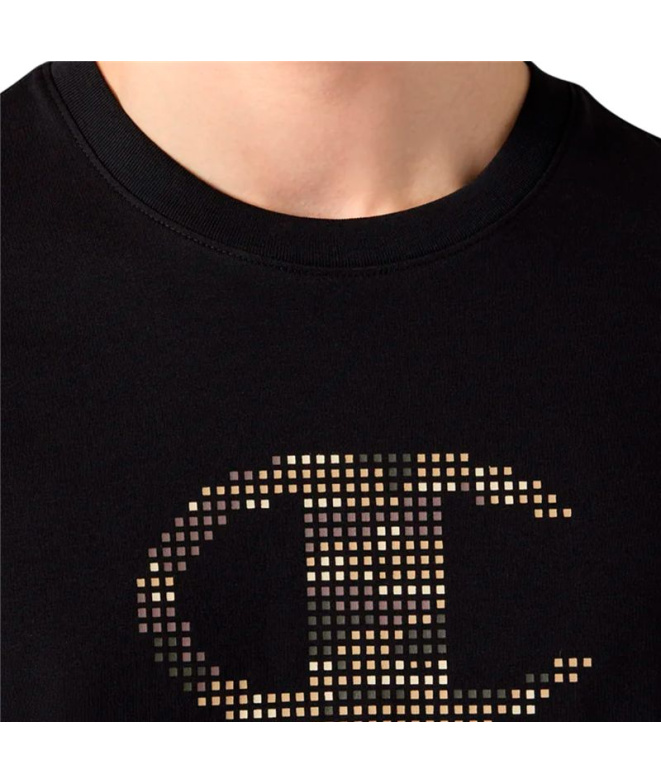 Camiseta preta Homem Champion com gola redonda