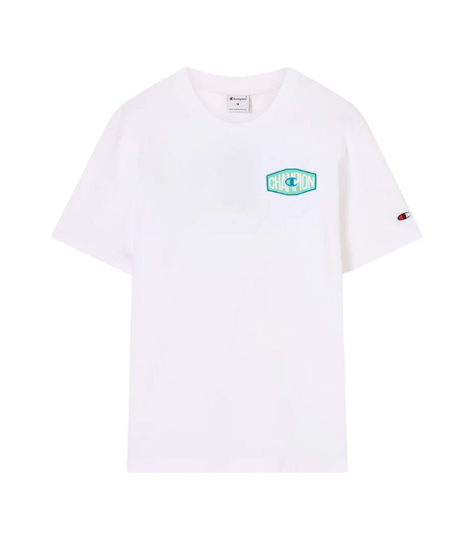 Camiseta branca Homem Champion com gola redonda