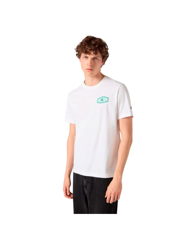 Camiseta branca Homem Champion com gola redonda