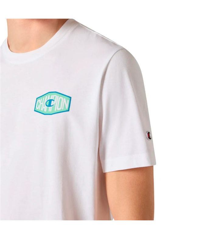 Camiseta branca Homem Champion com gola redonda