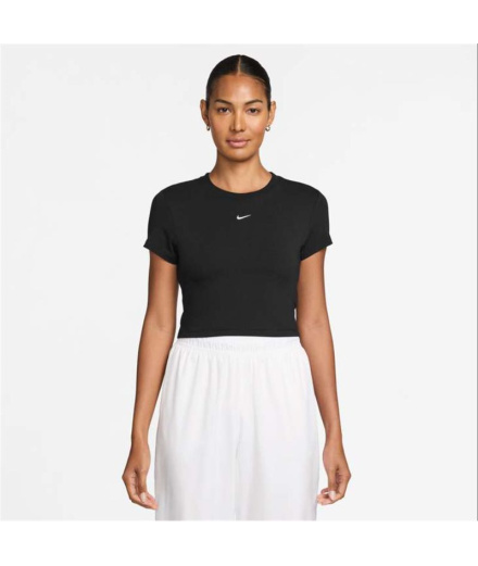 Camiseta Nike Sportswear Chill Knit Cropped Mujer Negro/Gris