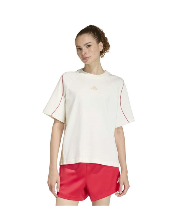 Camiseta Mulher adidas Stadium branca/bordô/cinza