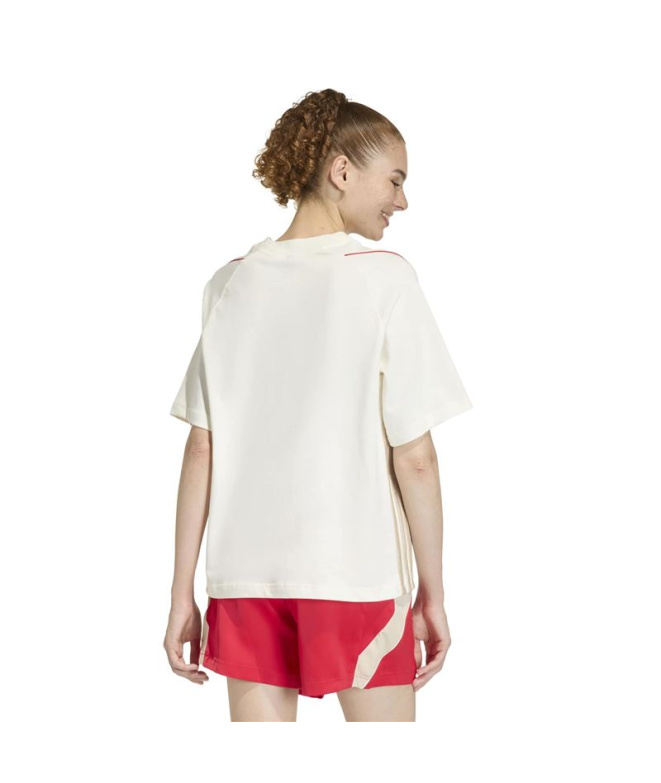 Camiseta Mulher adidas Stadium branca/bordô/cinza