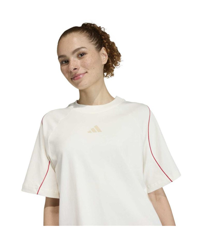 Camiseta Mulher adidas Stadium branca/bordô/cinza