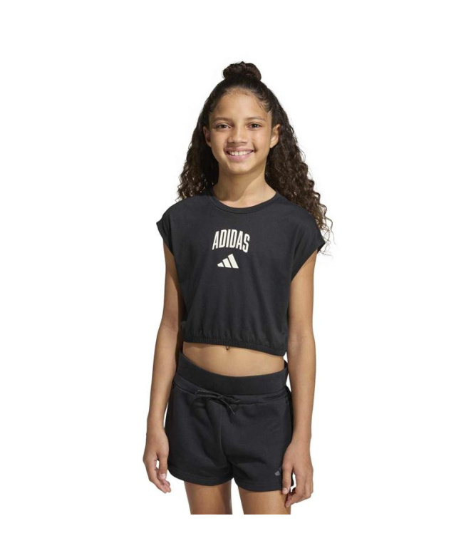 T-shirt adidas Jg Clgt Fille noir et blanc