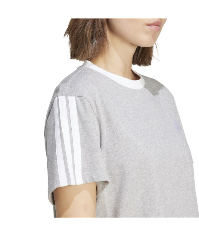 Camiseta Mulher adidas 3-Stripes Bf cinza